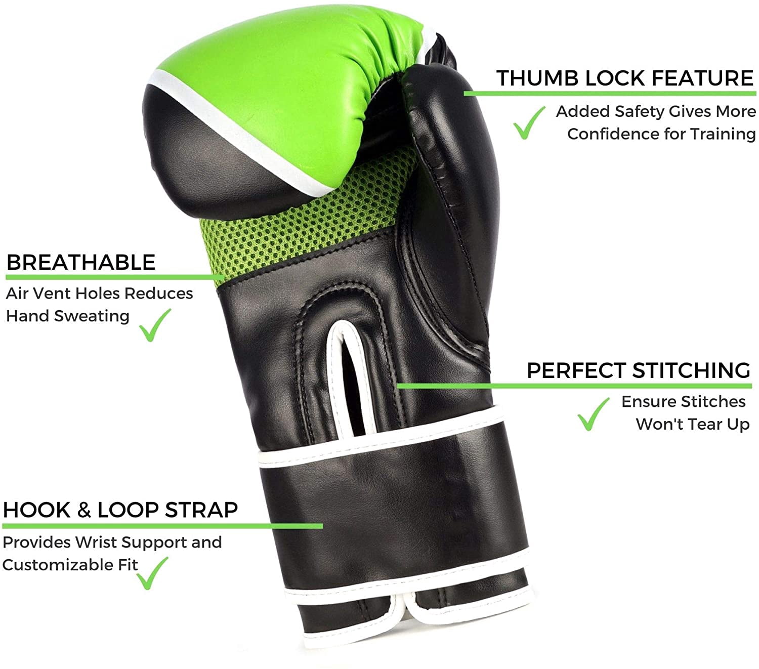 Kruzak Two-Tone Focus Mitts and Boxing Gloves Set for Kickboxing and Muay Thai MMA Training| Focus Pads + Training Gloves | Fitness Kit for Martial Arts and Karate (Black/Green, 12 oz)