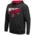 thumbnail image 2 of Men's Colosseum Black Wisconsin Badgers Slash Stack 2.0 Pullover Hoodie, 2 of 3