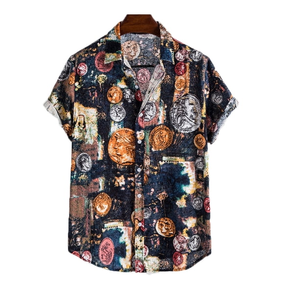 ALLLIST Short Sleeve Men Shirts Hawaiian Collared Button Down Shirts As Show Casual Men's Clothes