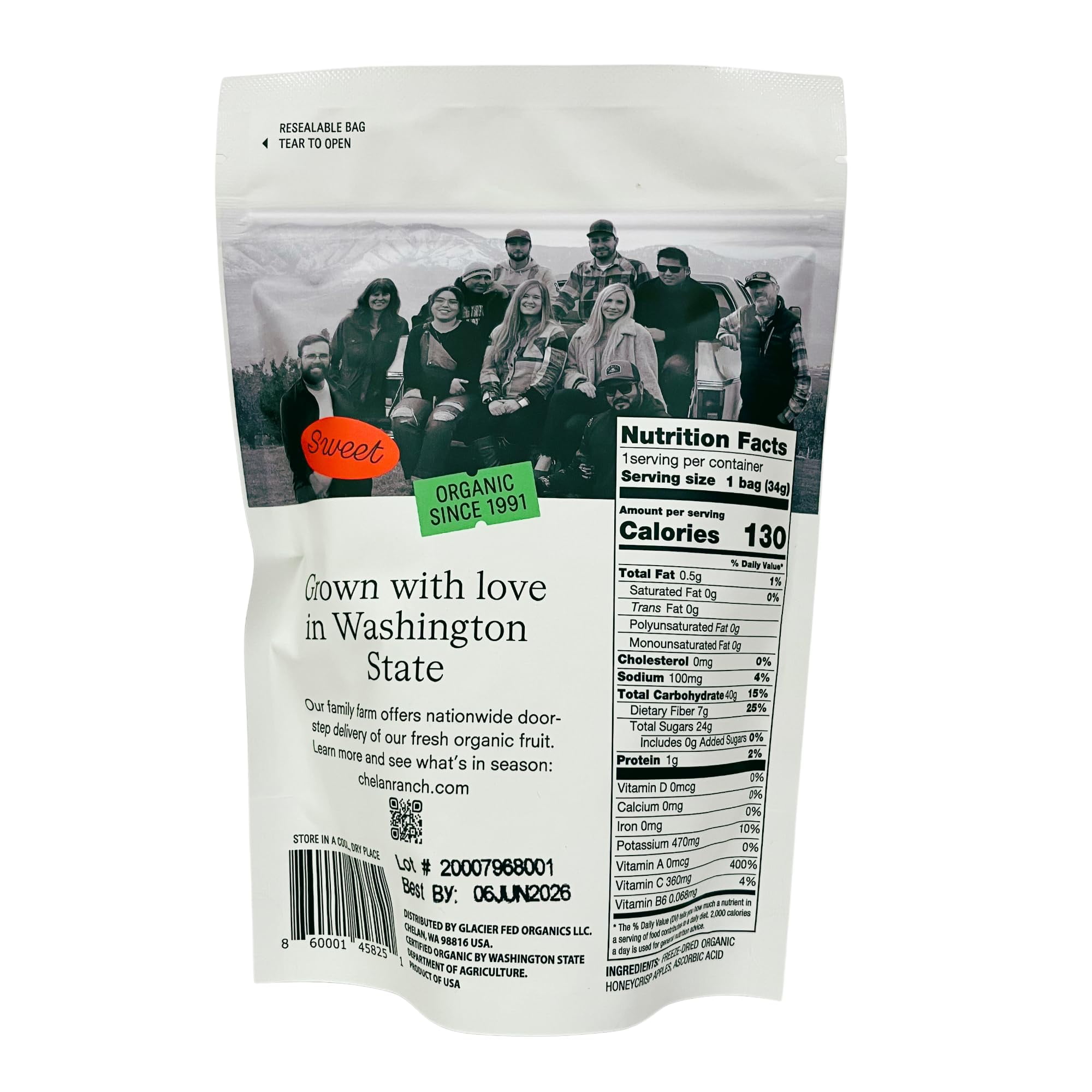 Chelan Ranch Organics Freeze-Dried Organic Fruit Variety Pack, Cherries, Honeycrisp Apples, Blueberries, Zero Added Sugar, Non-GMO & Vegan, Net Wt 9.4 Ounce (6-Pack)