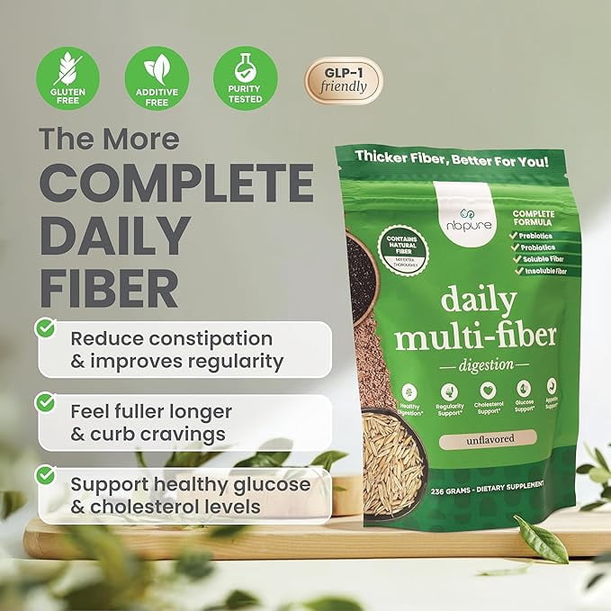 NBPure Daily Multi-Fiber Powder with Soluble and Insoluble Fiber and Pre and Probiotics, Coconut Lime, 45 Servings