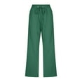 thumbnail image 4 of Women Comfortable High Waisted Wide Leg Pants Drawstring Elastic Trousers Comfy Straight Leg Long Pants With Pockets Elderly Womens Clothes, 4 of 5