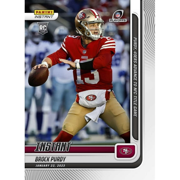 NFL San Francisco 49ers 2022 Instant Weekly Football Brock Purdy 1 of 3861 Trading Card #211 (Rookie Card, 49ers Advance to NFC Title Game) (Panini)