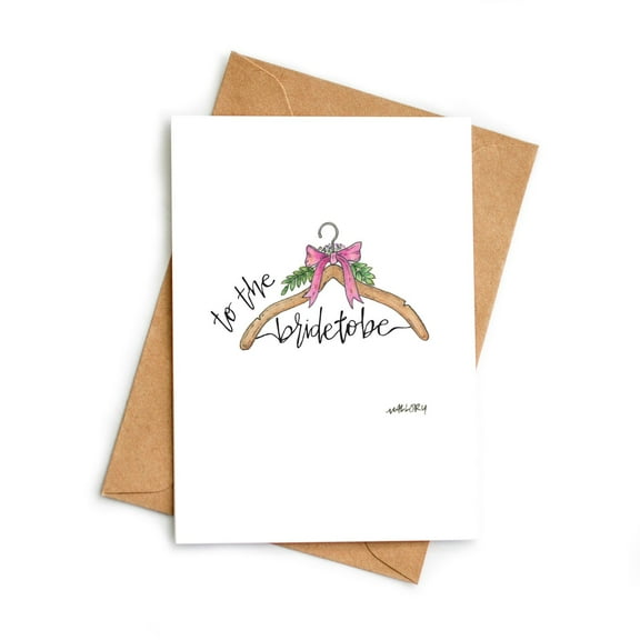 To the Brideto-Be Wedding Card – Cute Hanger Design with Ribbon – Perfect for Bridal Shower or Engagement - Blank Inside with Envelope Included