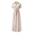 thumbnail image 4 of Gvdentm Women Summer Casual Long Wrap Body Womens Fashion Slim V Neck Dress Lacing Maxi Dress Khaki,XL, 4 of 7