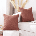 thumbnail image 2 of Jepeak Burlap Linen Rhombus Textured Throw Pillow Covers Pack of 2 Decorative Square Cushion Cases for Sofa Couch Bed, Rust Orange 22x22 inch, 2 of 12