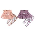 thumbnail image 2 of Fortune 2Pcs Baby Girls Long Sleeve Ruffles Tos Flower Pants Infant Fall Outfit Set 0-3Y, 2 of 9