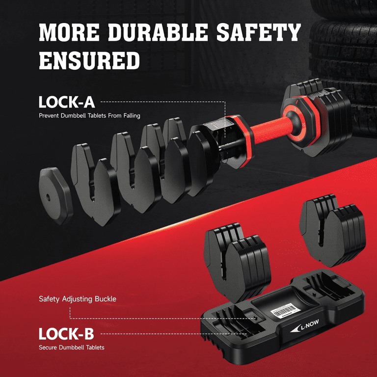 LNOW Adjustable Dumbbells 5-in-1, 5-25 Lbs Pair photo 6