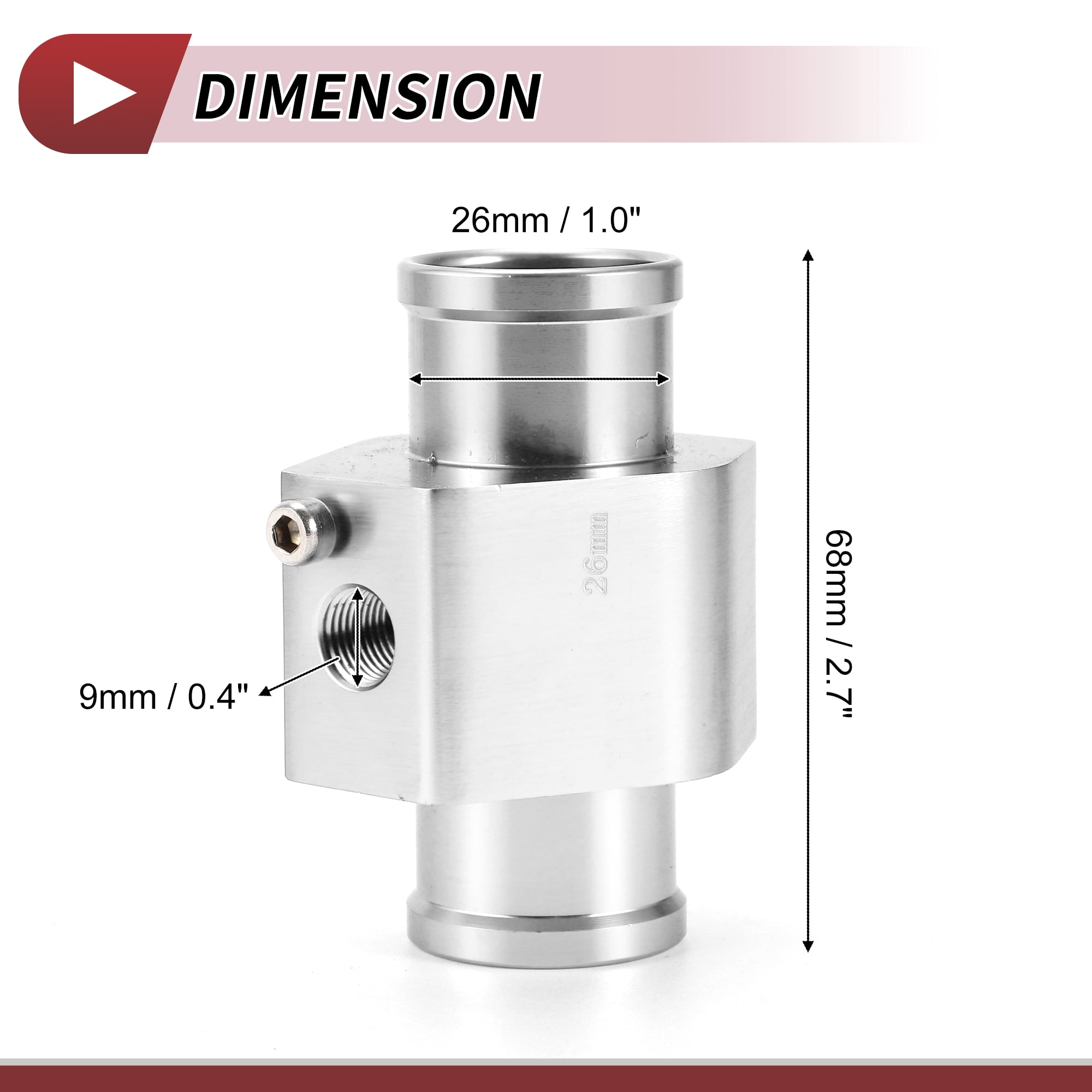 Unique Bargains Car Water Coolant Temperature Sensor Adapter Joint Pipe 26mm Silver Tone