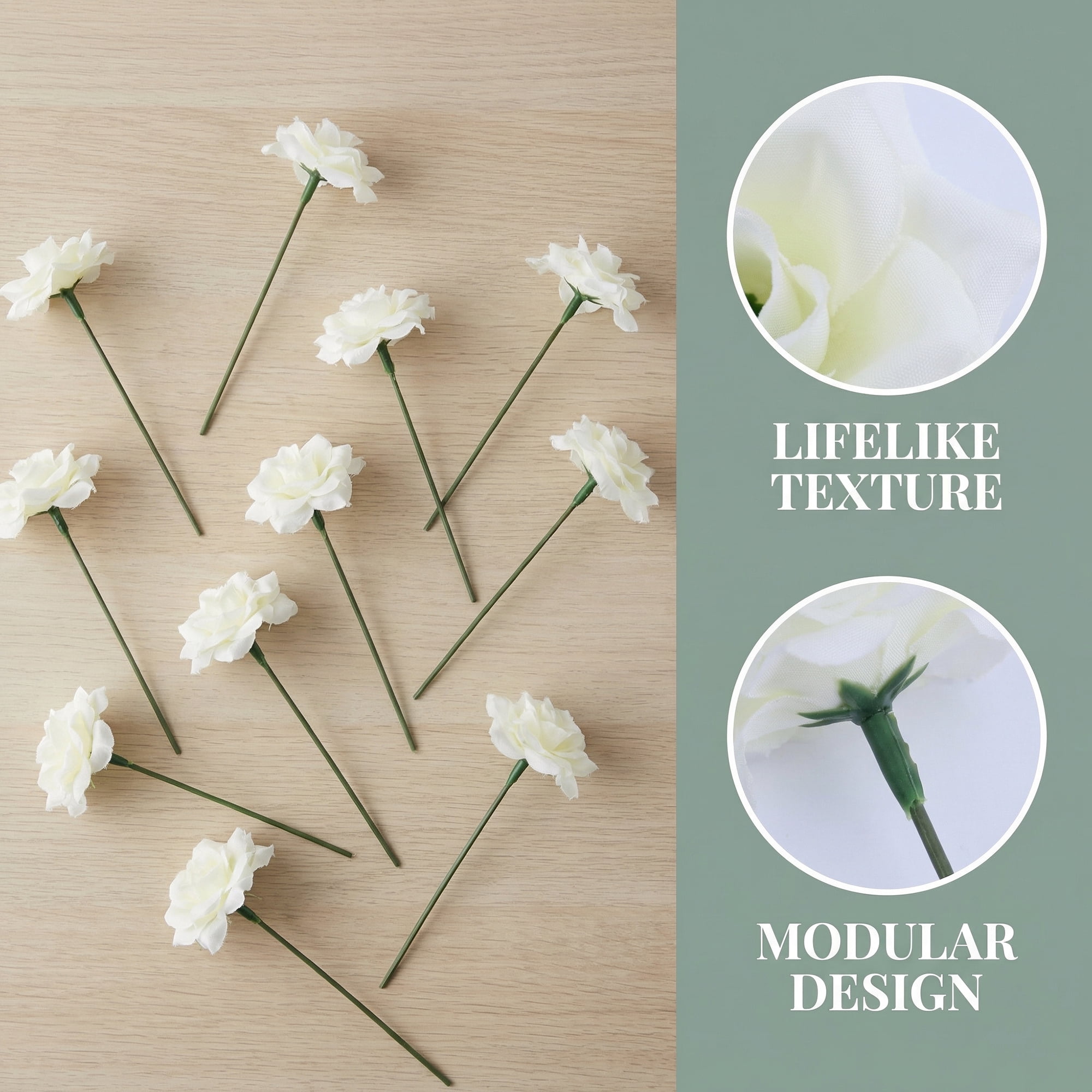 Unique Bargains Artificial Roses Silk Detachable Heads Flowers for Decor White 5.9 in