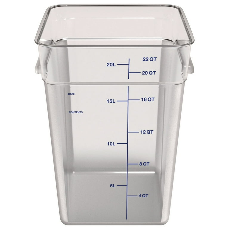 Squares Polycarbonate Food Storage Container, 22 qt, 11 13 x 11.13 x 15.72, Clear, Plastic Squares Polycarbonate Food Storage Container, 22 qt, 11 13 x 11.13 x 15.72, Clear, Plastic