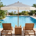 thumbnail image 4 of Costway 7FT Patio Umbrella with Fringe Sun-Protective Polyester Canopy, Cute Beach Umbrella Blue + White + Natural, 4 of 10