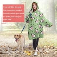 thumbnail image 4 of Wearable Oversized Blanket,Green Cow Dot Pattern Wearable Blanket Hoodie for Adults,Cozy Hooded Blankets with Super Pockets,Super Warm Fuzzy Pullover for Women & Men, 4 of 6