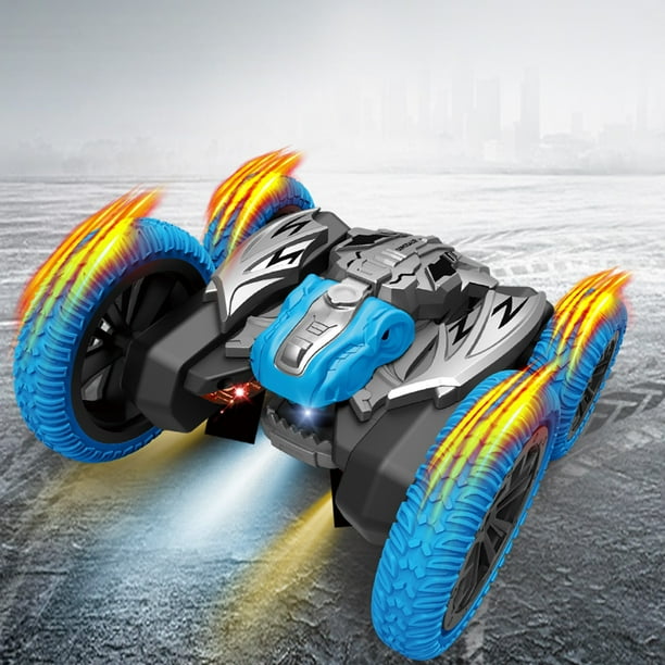 onlyliua para Interior/Exterior Coche Acrobático Control Remoto de 2,4 G, Dinosaurio, Luz, Música, Baile, Doble Cara, Coche Rc