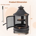 thumbnail image 3 of Gymax 30 Inch Outdoor Fire Pit Chiminea w/ Grill Chimney Spark Screen Door Fire Poker, 3 of 10