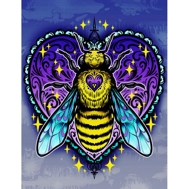 Pintura de diamante (DE6440) 5D DIY Dibujo de abeja cuidadora cuadrada 50x70cm Púrpura Hugtrwg Para estrenar