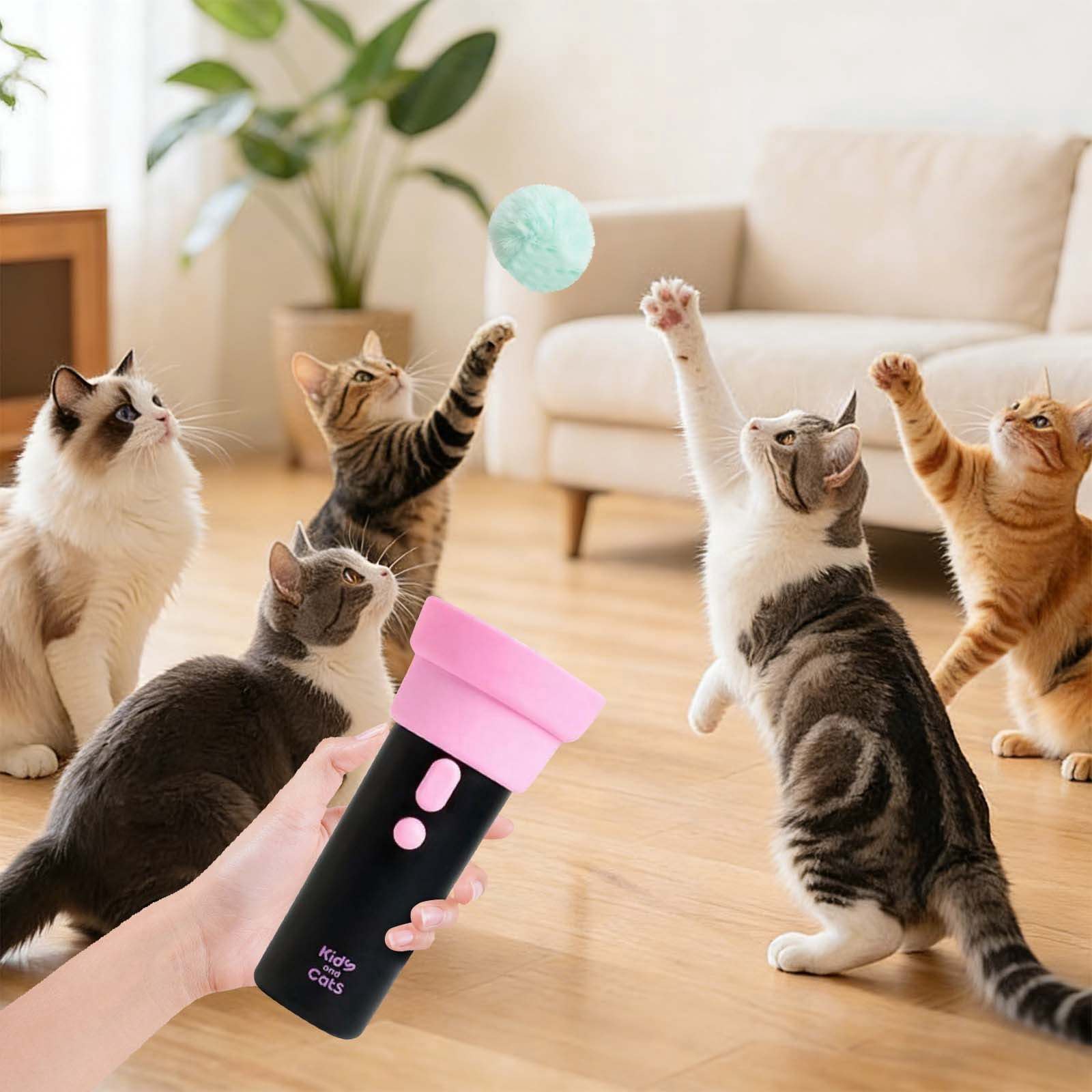 Loetky Automatic Flopping Fish Cat Toy with Teaser Wand, Interactive Electronic Kitten Toy for Play, Battery Operated Moving Toy (Batteries Not Included), Fun Exercise Toy for Indoor Pets