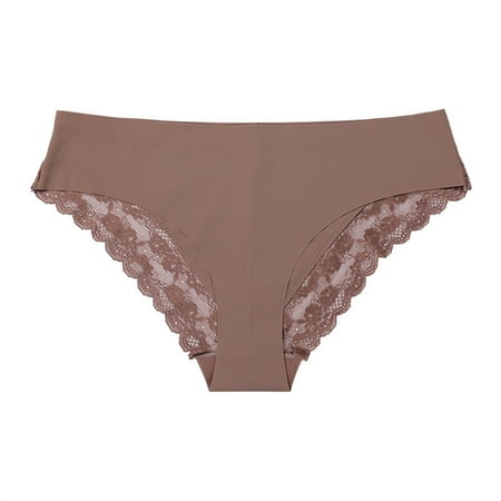 Midwennn Women Sexy Leopard Lace G String Pants Ice Silk Low Waist Close Fitting Seamless Underpants Womens Panties Pack