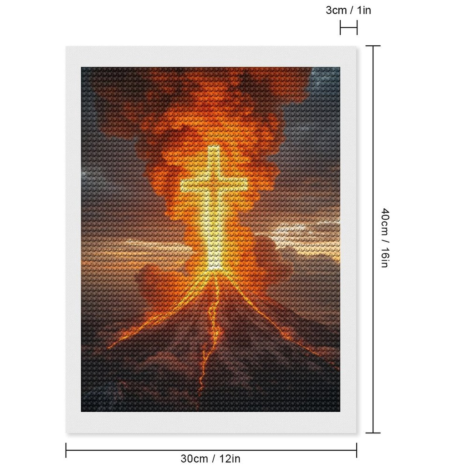 Diamond Art Kits for Adults, Volcano Eruption Fiery Symbol Sky 5D Diamond Painting Kits for Adults Beginners, DIY Full Drill Diamond Painting, Gem Art and Crafts 12x16