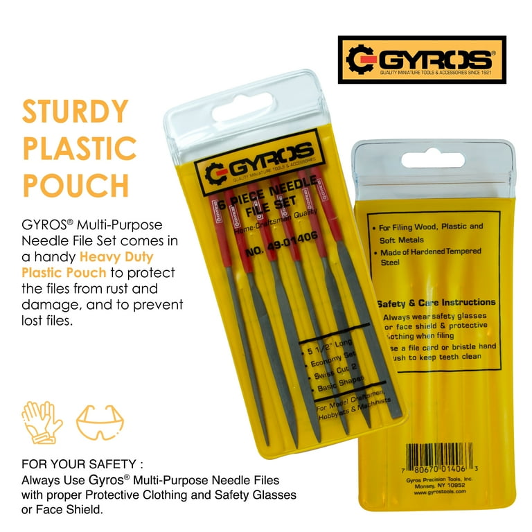 Gyros Multi-Purpose Needle File Set, Pack of 6 metal files with