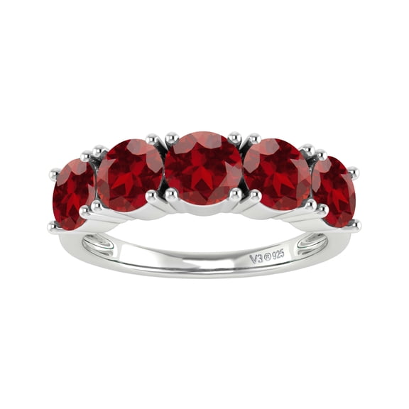 V3 Jewelry Sterling Silver 2.50 Carat Natural Garnet 5 Stone Ring for Women Size 6 Gifts