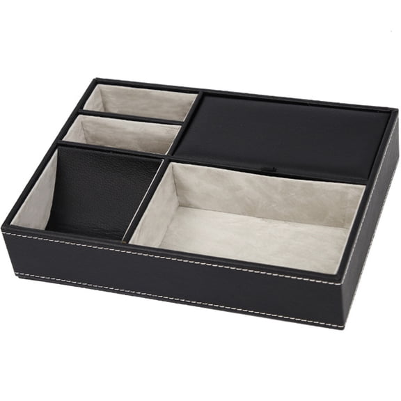 Ghojet Faux Leather 5 Compartments Bedside Table Organizer