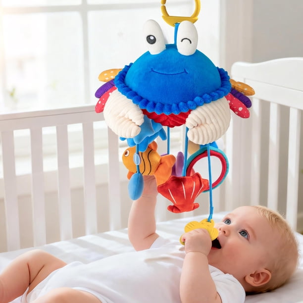 Juguete Colgante Sensorial de Cangrejo de Peluche para Asiento de Coche para Bebés