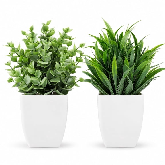2 Pack Small Fake Plants Mini Artificial Potted Plants for Table Desk Home Laundry Room Bathroom Office Decor