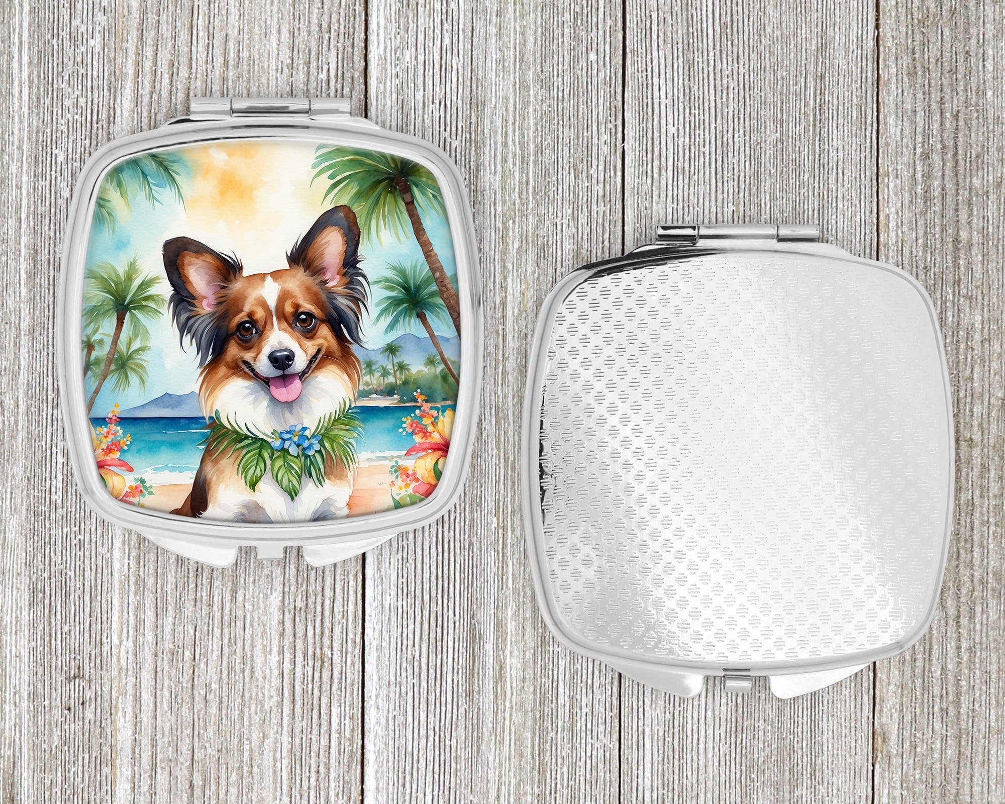 Papillon Luau Compact Mirror 2.75 in x 3 in