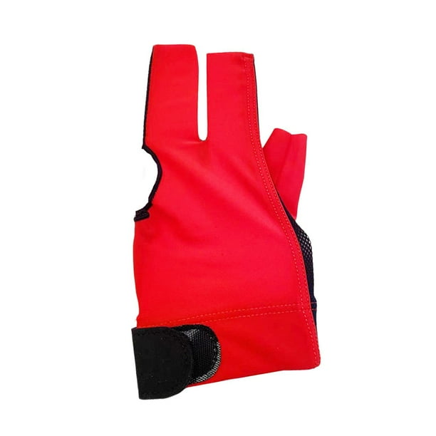 Guante de billar de tres dedos, antideslizante, para entrenamiento en gimnasio. Rojo