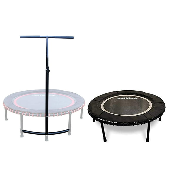 LEAPS & REBOUNDS 40" Adjusting Stability Bar & 40" Fitness Trampoline, Gray