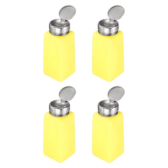 Distributeur de Solvant et d'Alcool 4 Pcs 250ml(8.5oz) Dissolvant de Vernis à Ongles, Bouteille Pompe à Pression pour Dissolvant de Liquide avec Tête de Pression en Acier Inoxydable pour Nettoyant à l'Acétone, Jaune