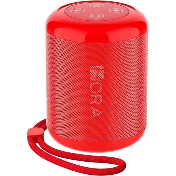 1 Hora Bocina Bluetooth Portatil 5W, Mini Altavoz Inalámbrico con Manos Libres/Micro USB/Radio FM/TF, Compatible con Phone, Tablet, Computadores, Ideal para Viajar, Campear, Negro,Rojo