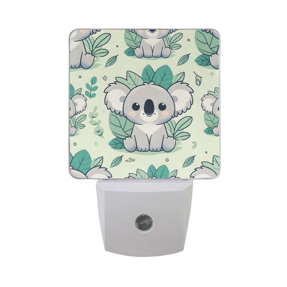 Cute Cartoon Koala Night Light 2 Pack LED Nightlight Plug into Wall Dusk to Dawn Sensor Soft White