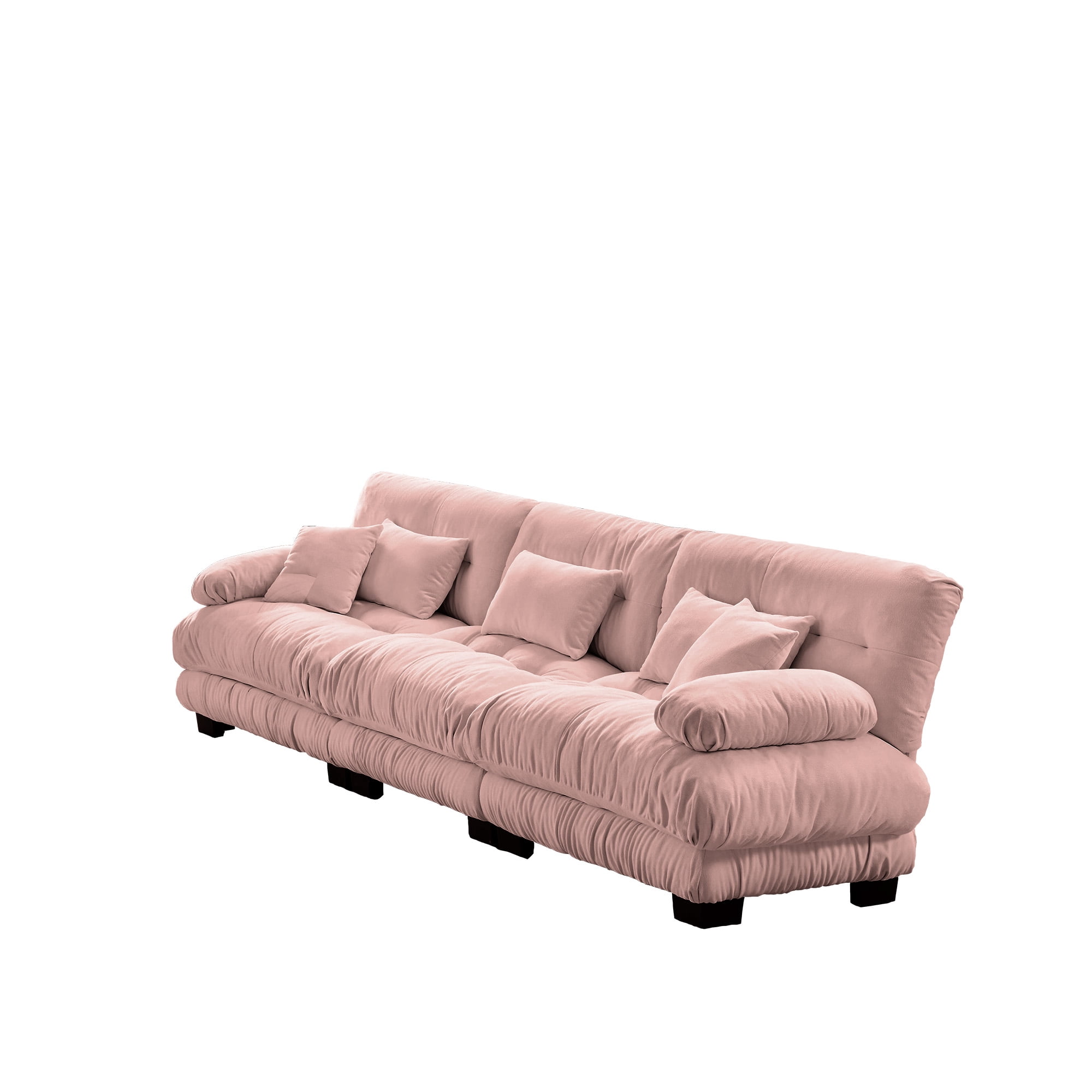 Gewnee Deep Seat 3-Seater Pink Chenille Sectional Sofa Modular Sofa Couch , Soft Comfy Upholstered Furniture for Living Room