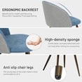 thumbnail image 4 of Dining Chair Set of 2 Upholstered Fabric Mid Backrest with Wooden Legs for Home Kitchen Bedroom Living Room,Blue/Grey, 4 of 5