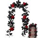 thumbnail image 1 of Guirnalda de hojas de arce de otoño de vid negra de rosa artificial, hojas de otoño negras, vid de flores artificiales, vid de seda, cosecha de otoño, decoración de Halloween para el hogar,, 1 of 5
