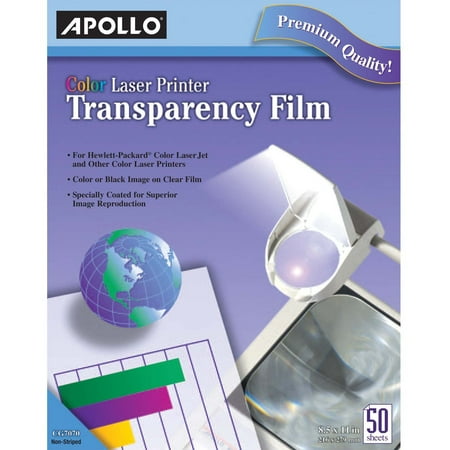 Overhead Copier Transparency Film - Apollo Color Laser Transparency Film, Letter, Clear, 50/Box