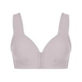 thumbnail image 2 of Front Closure Bras for Seniors Women Bra Wire-Free Underwear Pullover Bra Everyday Underwear V-Neck No Underwire Bra Feature Hook and Eye Closure T-Shirt Bra Style Y-312 , Gray 4XL, 2 of 6