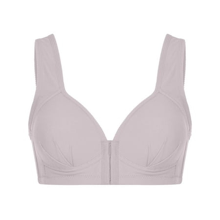 TMOYZQ Women s Plus Size Wire Free Solid Color Bras Sexy Front-close Full Coverage Comfort Breathable Bra Push Up Bralettes One-Piece Everyday Underwear with Stay-in-Place Straps
