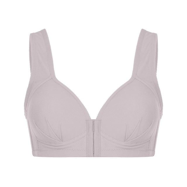 AherBiu Plus Size Bras for Women No Underwire Padded Front Closure Bras Solid Color Full Coverage Comfort Soft Bralette