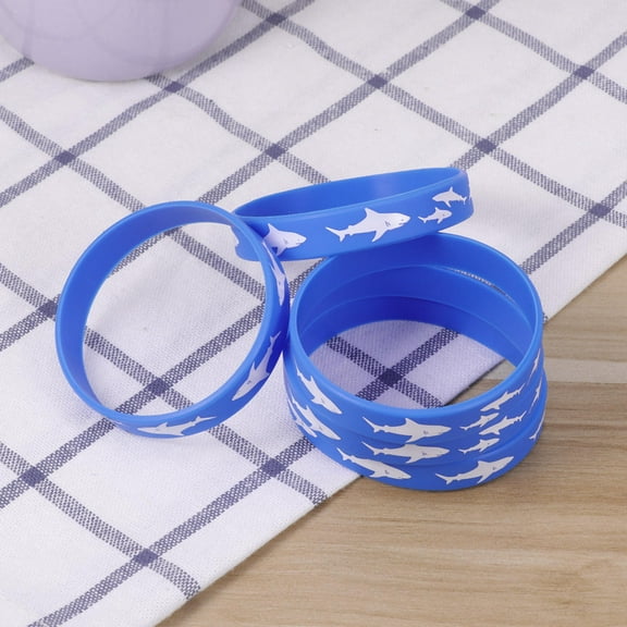 WHAMVOX 25pcs Bangle Shark Printed Silicone Wristband Decoration Bracelet for Women Men