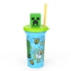 Zak Designs Minecraft 15 ounce Water Bottle with Sculpted Lid and Straw, Creeper