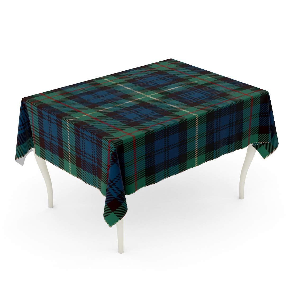 POGLIP Scottish Tartan Blue Black Green Red and Gold Plaid Printing