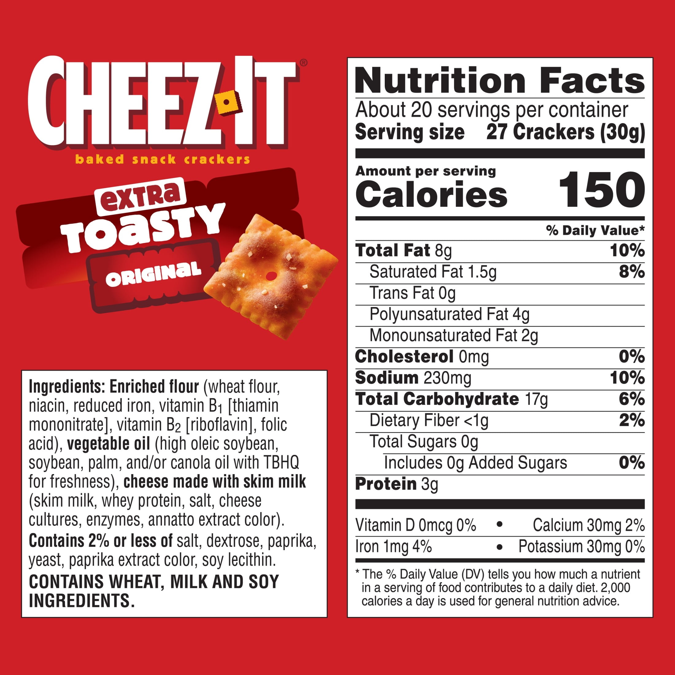 (12 pack) Cheez-It Extra Toasty Cheese Crackers, Baked Snack Crackers, 21 oz