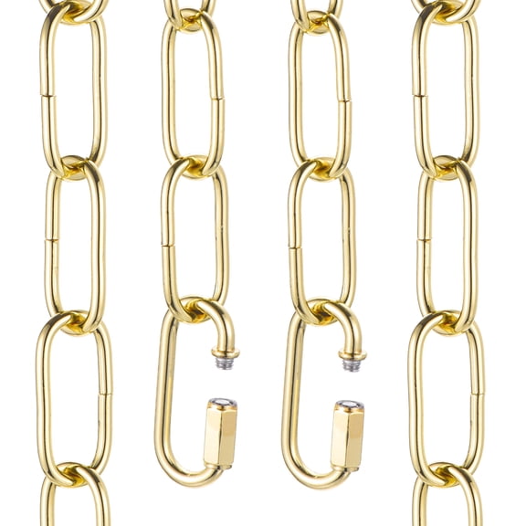 Uxcell 2ft Lighting Hanging Chain, 3mm/0.12" Looping Metal Pendant Chandelier Chain Extension with 2 Quick Link Lock for Hanging Plant Pendant Chandelier Light Fixture, Light Golden