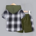 thumbnail image 3 of Boys Outfit Sets 2Pcs Flannel Plaid Shirt and Pants Set Hoodie Sweatsuit for Summer Kids Clothes, 3 of 6