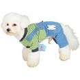 thumbnail image 3 of Pet striped suspenders Dog clothes Pet autumn and winter clothes Pet denim suspenders, 3 of 5