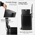 thumbnail image 6 of 9-Piece Black and Gold Bathroom Accessories Set with Stainless Steel Trash Can, Toilet Brush, Rugs, Shower Curtain, 6 of 8