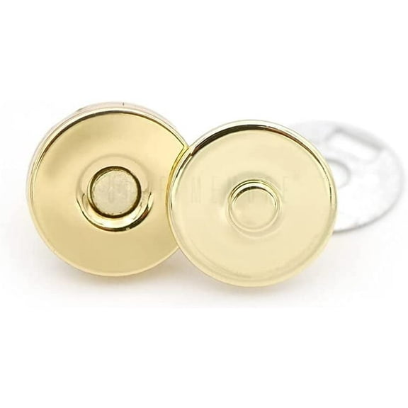 Thin Magnetic Snap Buttons Quality Strong Clasp for Purse Sewing Handbags Closures 6 Pack MNS (14mm, Gold)